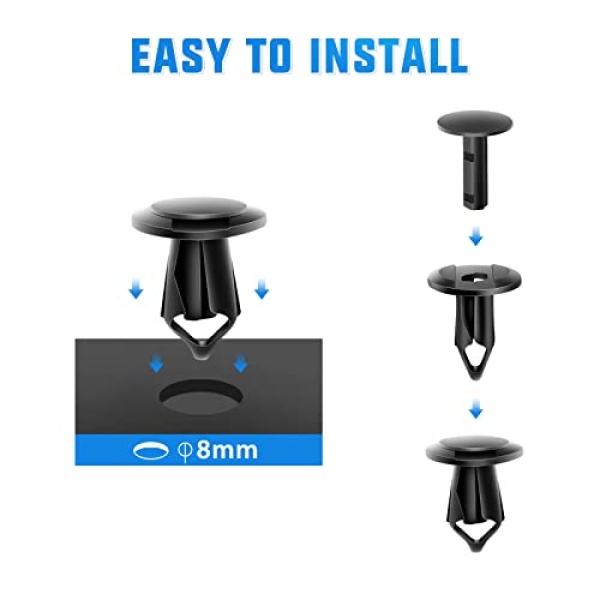 Yesker Car Bumper Clips, Push Bumper Fastener Rivet Clips, 8mm Hole Size Nylon - Image 4
