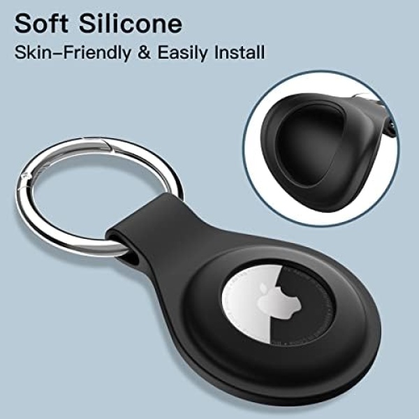 JETech Silicone Case for AirTag 2021 with Keychain, Protective Air Tag Holder - Image 3