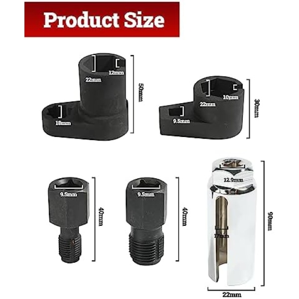 Zlirfy 5PCS Oxygen Sensor Removers,Automotive Oxygen Sensor Socket Wrench - Image 5