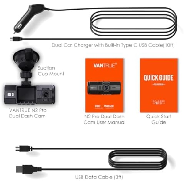VANTRUE N2 Pro 2.5K Front and Inside Dash Camera for Uber, 1440P - Image 8