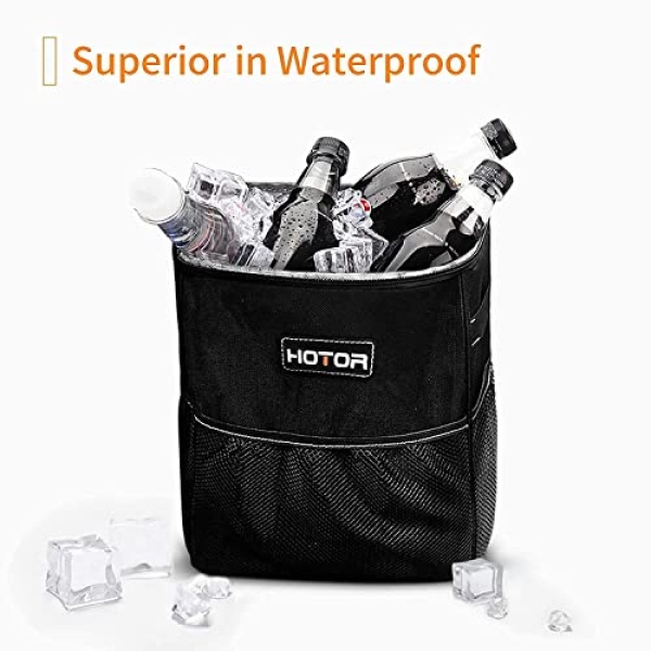 HOTOR Car Trash Can 2 Gallon with Lid and Storage Pockets, 100% Leak-Proof Car - Image 7
