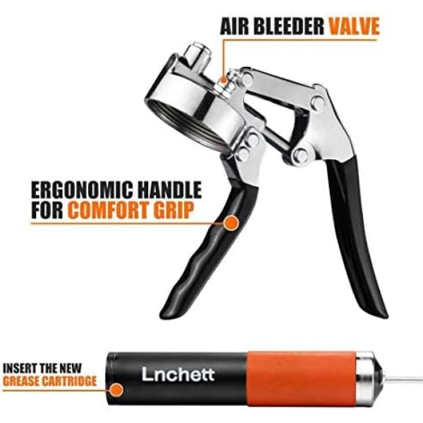 Lnchett Grease Gun with Towel, 9000 PSI Professional Heavy Duty 14 oz Pistol - Image 5