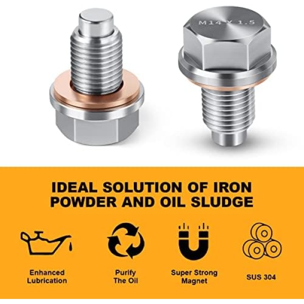 M14 x1.5 Magnetic Oil Drain Plug Stainless Steel Oil Pan Drain Bolt - Image 6