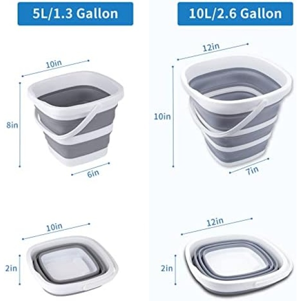 Craftend Collapsible Bucket 10L 2.6 Gallon Cleaning Bucket Mop Bucket Folding - Image 2