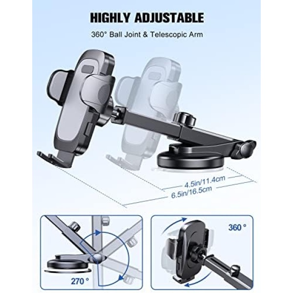 Car Phone Holder, [Strong Suction] WOCBUY Phone Holder Car for Dashboard - Image 4