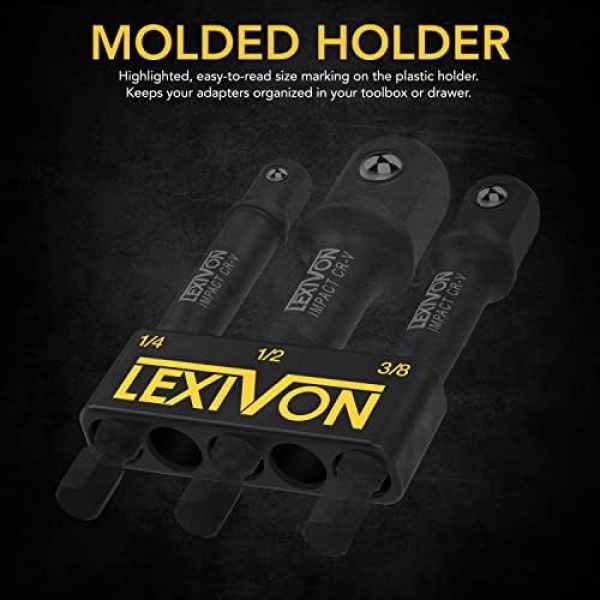 LEXIVON Impact Grade Socket Adapter Set, 3" Extension Bit with Holder - Image 4