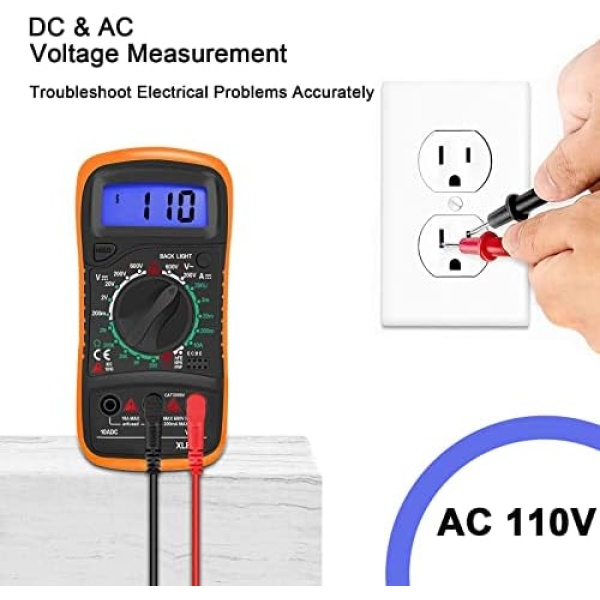 Digital Multimeter Voltmeter Battery Voltage Multi Tester AC DC Volt OHM Amp - Image 5