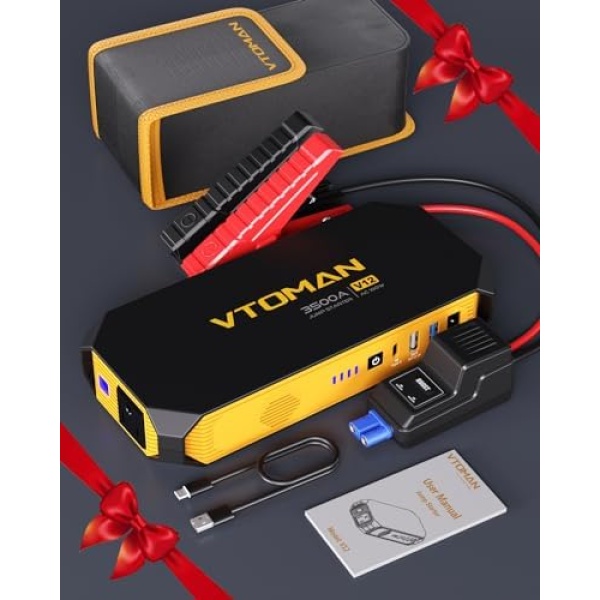 VTOMAN V12 Jump Starter, 3500A(Up to 10L Gas/8L Diesel Engines) USB QC3.0 - Image 8