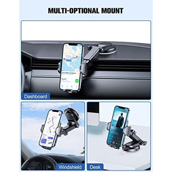 Car Phone Holder, [Strong Suction] WOCBUY Phone Holder Car for Dashboard - Image 2