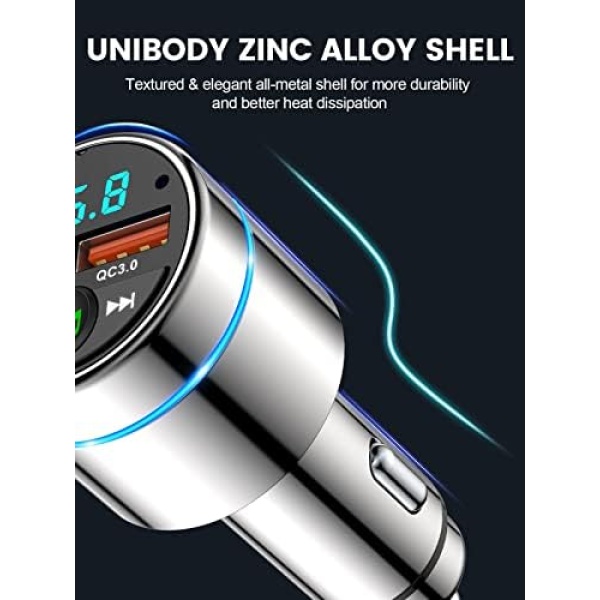 FM Transmitter for Car Bluetooth 5.3, FOCBYE Bluetooth Car Kit [All-Metal] - Image 7