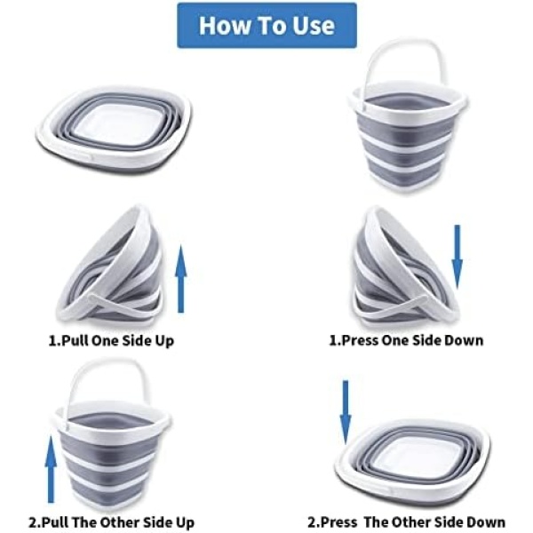 Craftend Collapsible Bucket 10L 2.6 Gallon Cleaning Bucket Mop Bucket Folding - Image 4