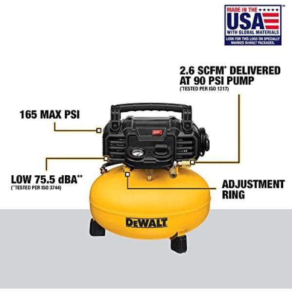 DEWALT Pancake Air Compressor, 6 Gallon, 165 PSI (DWFP55126) - Image 2