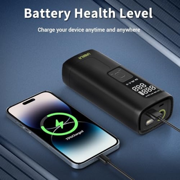 Tire Inflator, 2-in-1 Portable Air Compressor 2X Faster Inflation Cordless Tire - Image 5