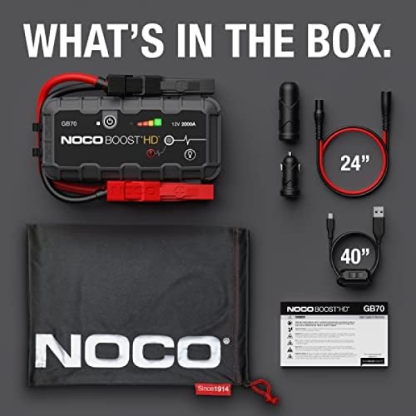 NOCO Boost HD GB70 2000A UltraSafe Car Jump Starter, Jump Starter Power Pack - Image 6