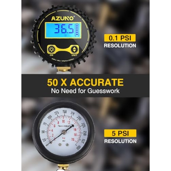 AZUNO Compression Tester Automotive, Digital Compression Gauge 200 PSI - Image 3
