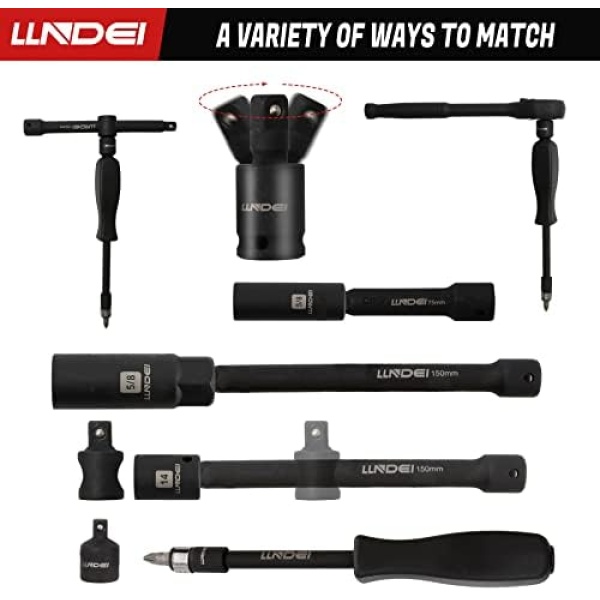 LLNDEI 3/8”Drive Impact Socket Set,Standard SAE(5/16 to 3/4-Inch) Metric - Image 8