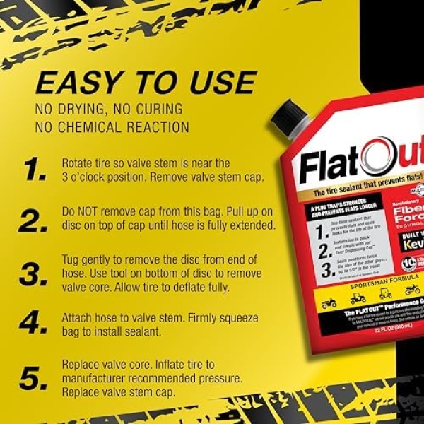 Flat Out Off Road Tire Sealant, Sportsman Formula with Valve Core Tool - Image 5