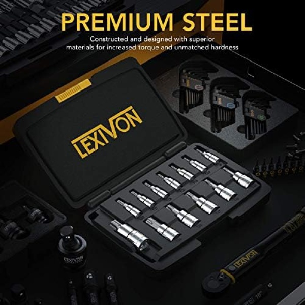 LEXIVON Torx Bit Socket Set, Premium S2 Alloy Steel | 13-Piece Star T8 - T60 Set - Image 2