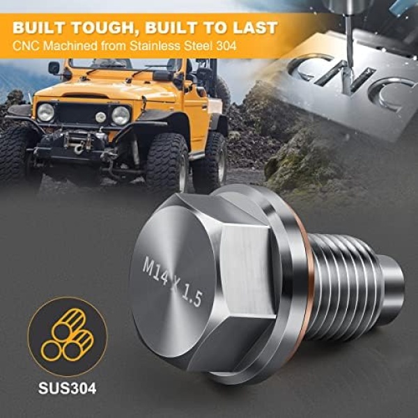 M14 x1.5 Magnetic Oil Drain Plug Stainless Steel Oil Pan Drain Bolt - Image 4