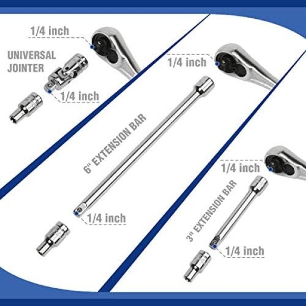 WORKPRO 70-Piece 1/4" Drive Socket Set with Quick-Release Ratchet - Image 5