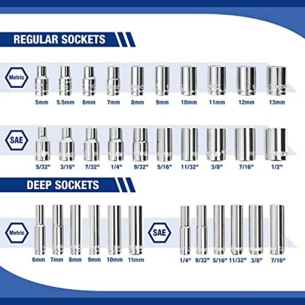 WORKPRO 70-Piece 1/4" Drive Socket Set with Quick-Release Ratchet - Image 2