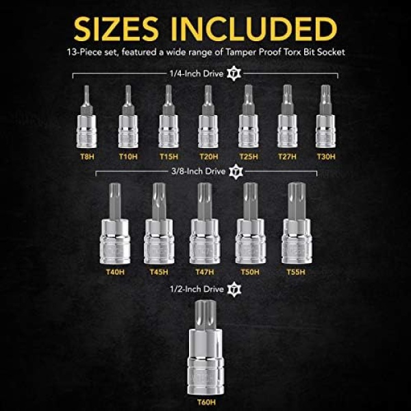 LEXIVON Tamper Proof Torx Bit Socket Set, Premium S2 Alloy Steel | 13-Piece - Image 6