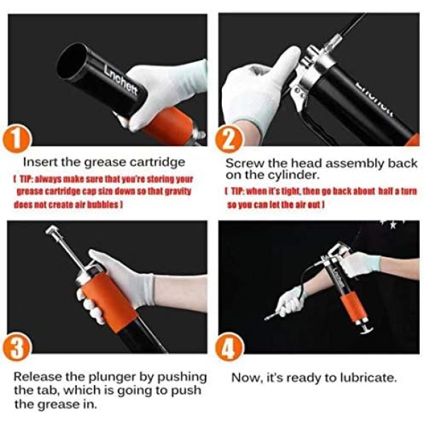 Lnchett Grease Gun with Towel, 9000 PSI Professional Heavy Duty 14 oz Pistol - Image 4