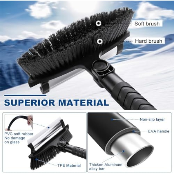 Epltion 72" Extendable Snow Removal for Car, 3 in 1 Ice Scrapers and Snow Brush - Image 5
