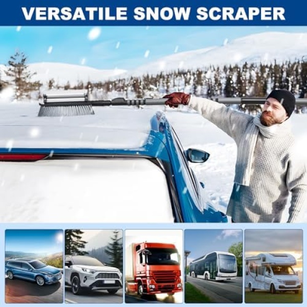 Epltion 72" Extendable Snow Removal for Car, 3 in 1 Ice Scrapers and Snow Brush - Image 2