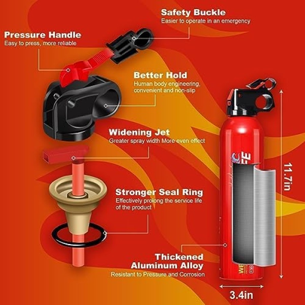 Fancylife Fire Extinguishers for Kitchen - 620ml 1.6 Lb Abc Small - Image 2