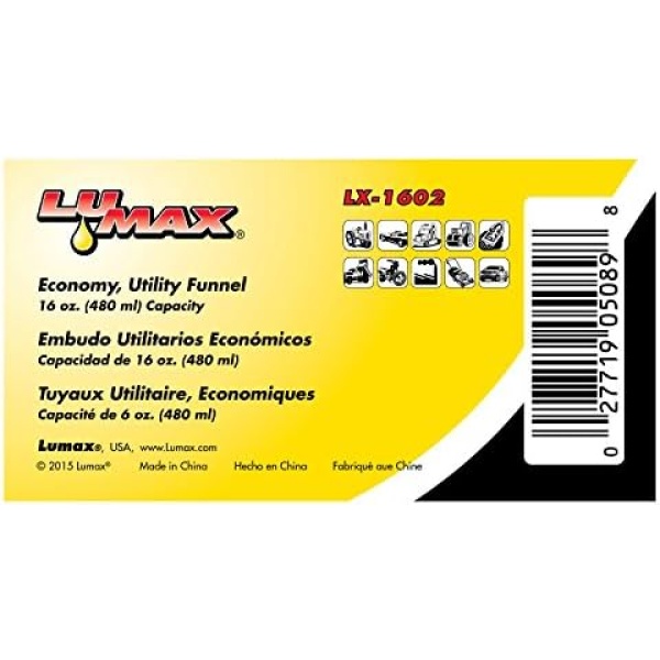 LUMAX LX-1602 Black 16 oz. (480 mL) Plastic Funnel, Flexible - Image 4