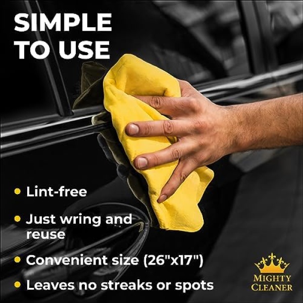 Premium Shammy Cloth for Car Drying - (26”x17”) - Super Absorbent Reusable - Image 4