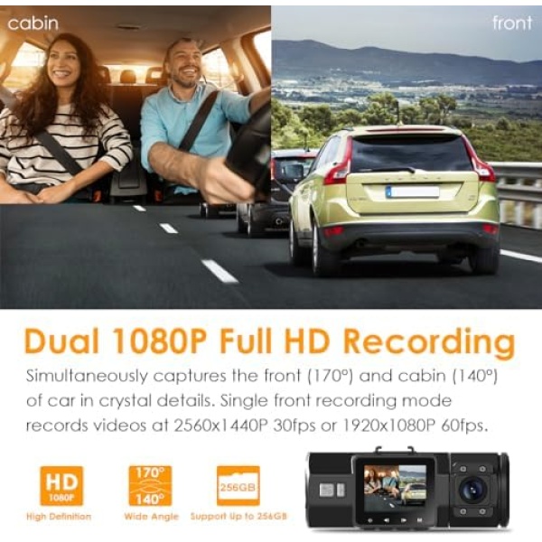 VANTRUE N2 Pro 2.5K Front and Inside Dash Camera for Uber, 1440P - Image 2