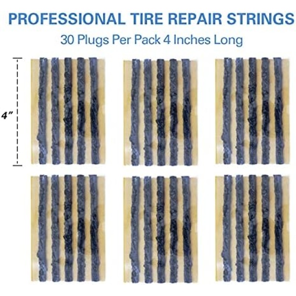CKAuto 30pcs 4" Black Tire Repair Strings, Automotive Tool Tire Repair Plugs - Image 2