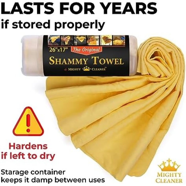 Premium Shammy Cloth for Car Drying - (26”x17”) - Super Absorbent Reusable - Image 7