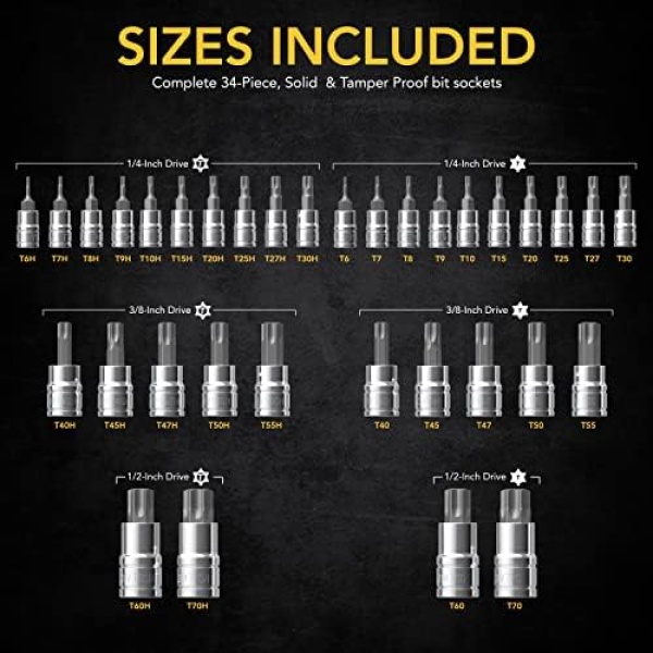 LEXIVON Master TORX Bit Socket Set, Premium S2 Alloy Steel | Complete 34-Piece - Image 6