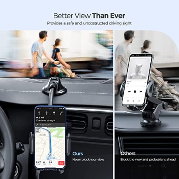 Car Phone Holder Mount, Long Arm Dashboard Windshield Phone Holder - Image 2