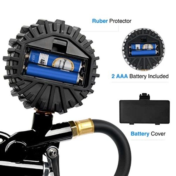 Nilight 50026R Digital Tire Inflator Pressure Gauge,250 PSI Air Chuck - Image 5
