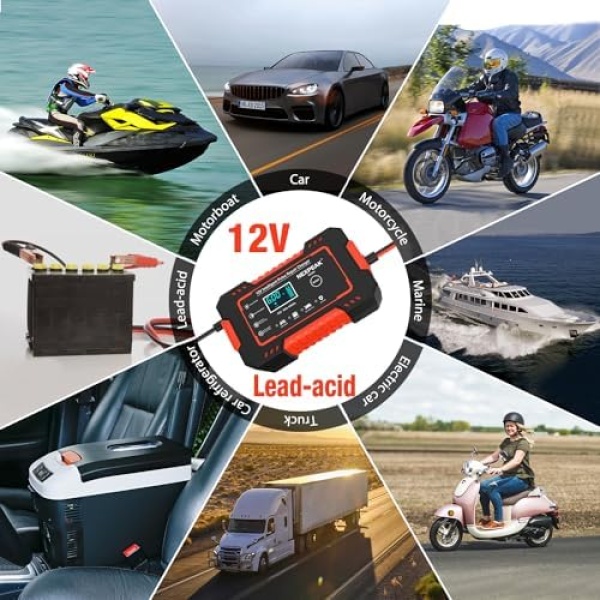 Car Battery Charger, 12V 6A Smart Battery Trickle Charger Automotive 12V Battery - Image 5