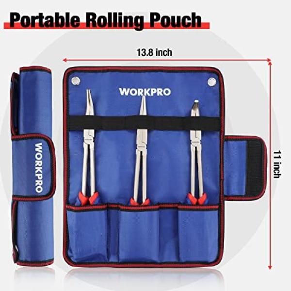 WORKPRO 3PC Long Reach Pliers Set, 11 Inch Extra Long Needle Nose Pliers Set - Image 6