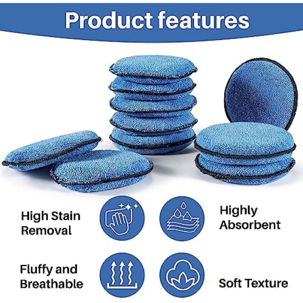 Sukh 16 Pack Microfiber Foam Car Wax Applicator Pad - Foam Applicator Pads - Image 4