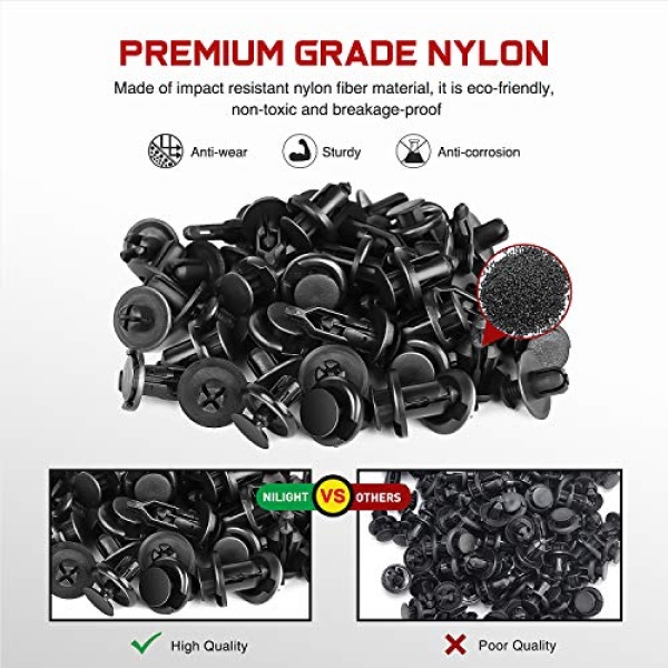 Nilight - CL-86 635Pcs Car Push Retainer Clips-16 Most Popular Sizes Nylon - Image 8