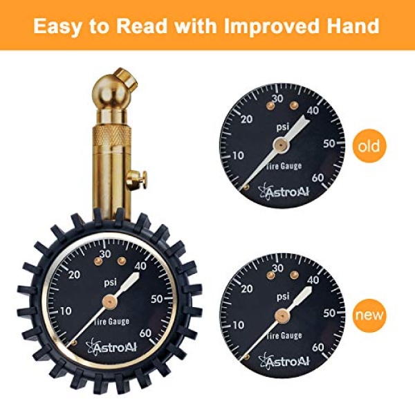 AstroAI Tire Pressure Gauge 60 PSI, Large 2" Easy Read Glow Dial Tire Gauge - Image 4