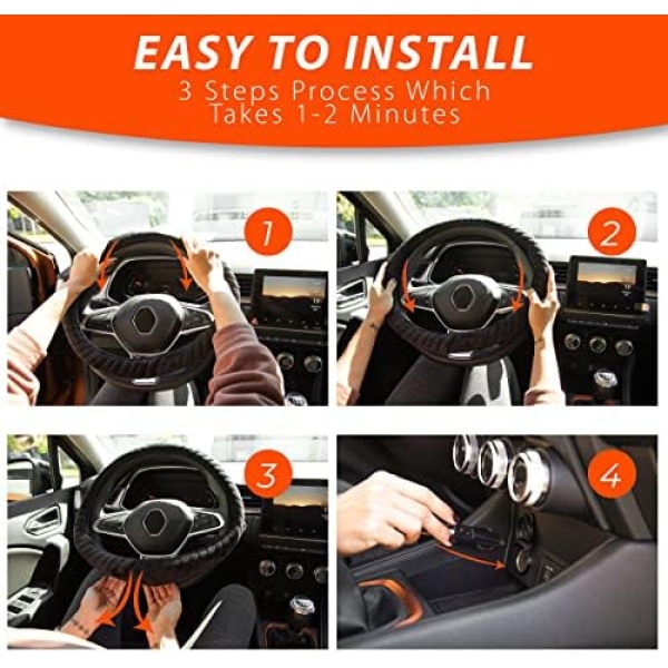 Zone Tech Car Steering Wheel 12V Heated Cover - Classic Black Premium Quality - Image 3