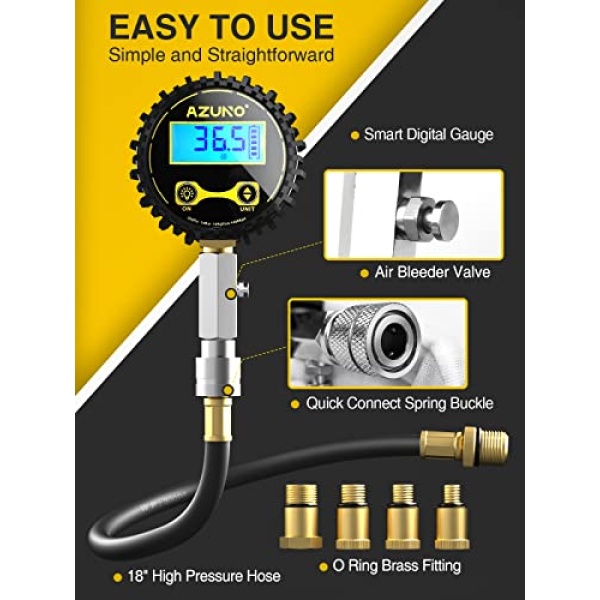 AZUNO Compression Tester Automotive, Digital Compression Gauge 200 PSI - Image 4