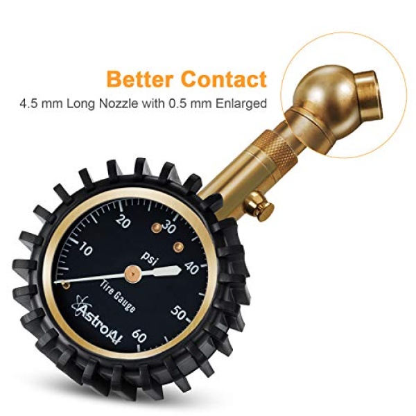 AstroAI Tire Pressure Gauge 60 PSI, Large 2" Easy Read Glow Dial Tire Gauge - Image 5