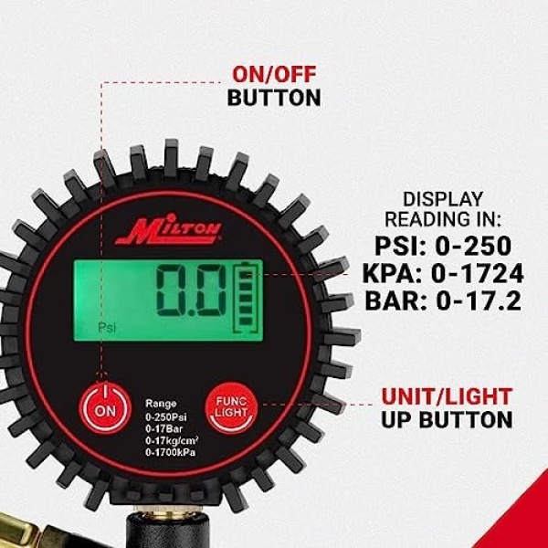 Milton 507KIT Digital Tire Inflator Car Accessories w/Accurate Air Tire Pressure - Image 5