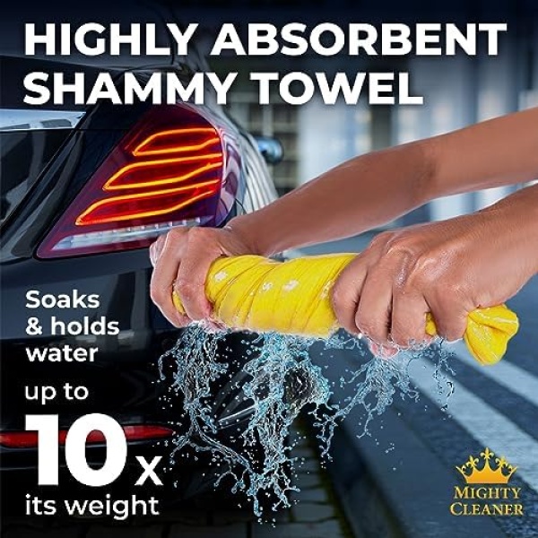 Premium Shammy Cloth for Car Drying - (26”x17”) - Super Absorbent Reusable - Image 2