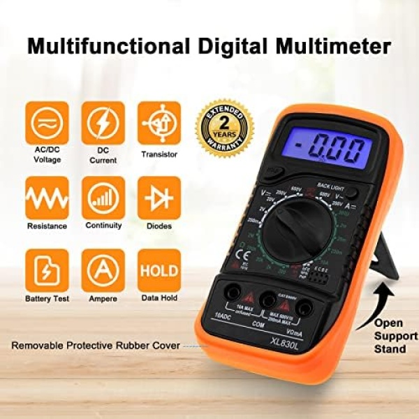 Digital Multimeter Voltmeter Battery Voltage Multi Tester AC DC Volt OHM Amp - Image 4