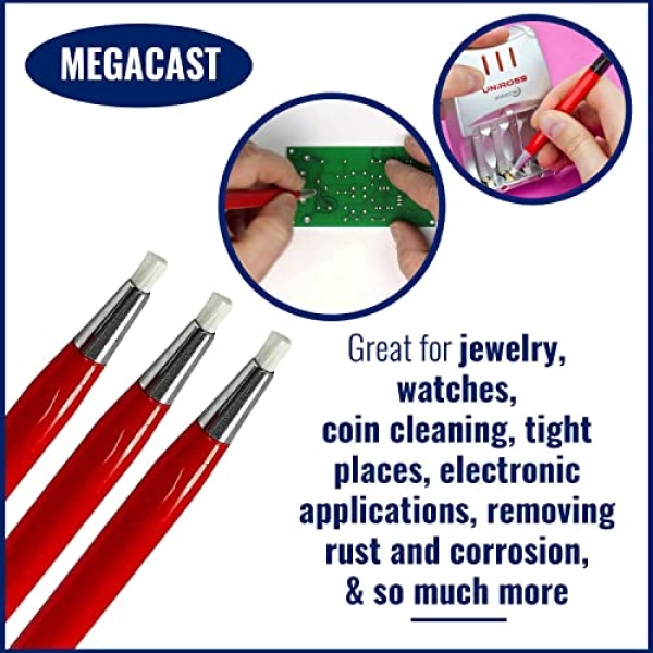 Megacast Fiberglass Scratch Brush Pen - 3 Pack - Jewelry, Watch, Coin Cleaning - Image 2